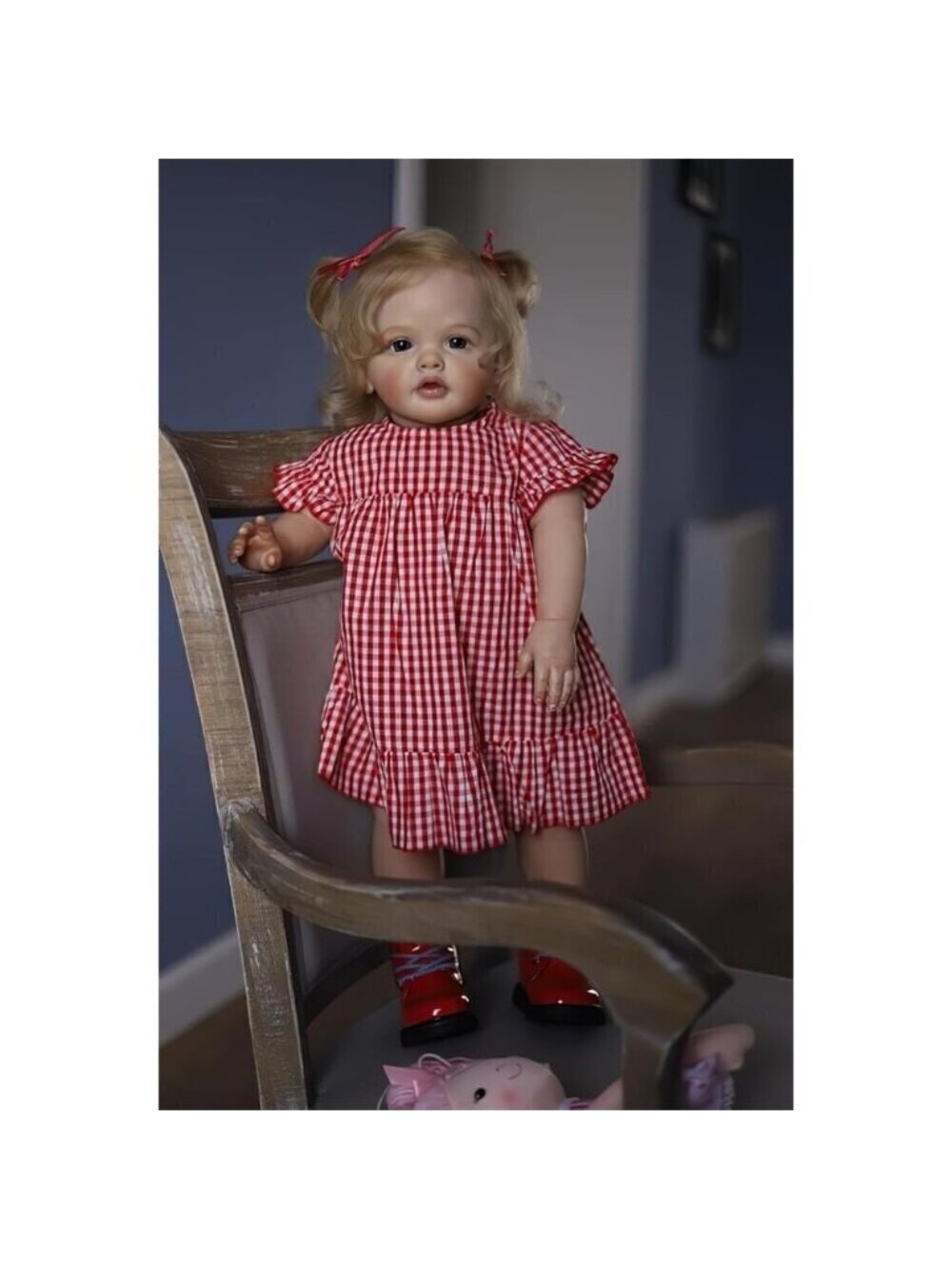 24 Inches 60CM Sweet Face Real Baby Size Rooted Blond Curly Hair  Lifelike